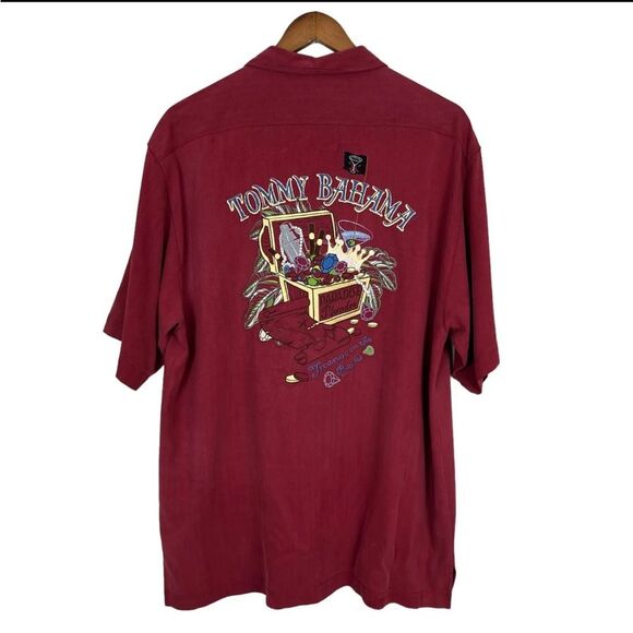 Tommy Bahama Large 100% Silk Embroidered Paradise Plunder Treasure on the Rocks - Picture 1 of 7